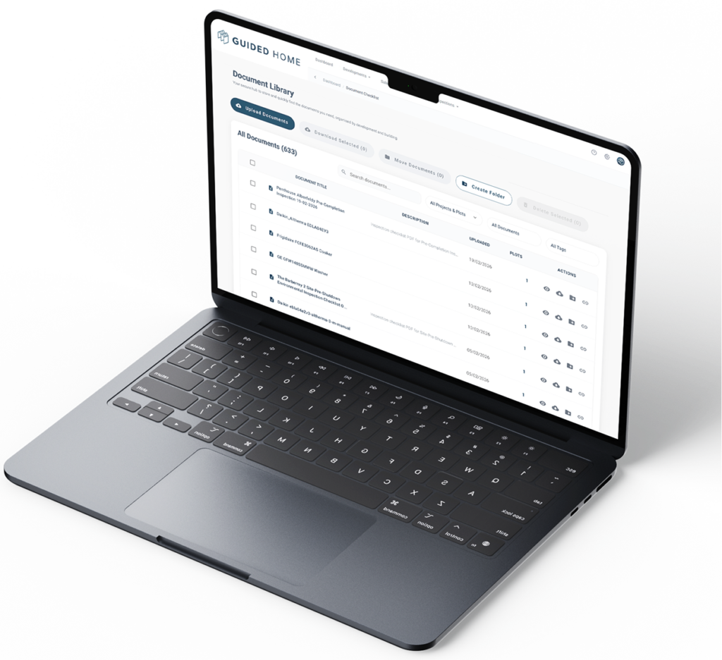 Laptop displaying document library interface
