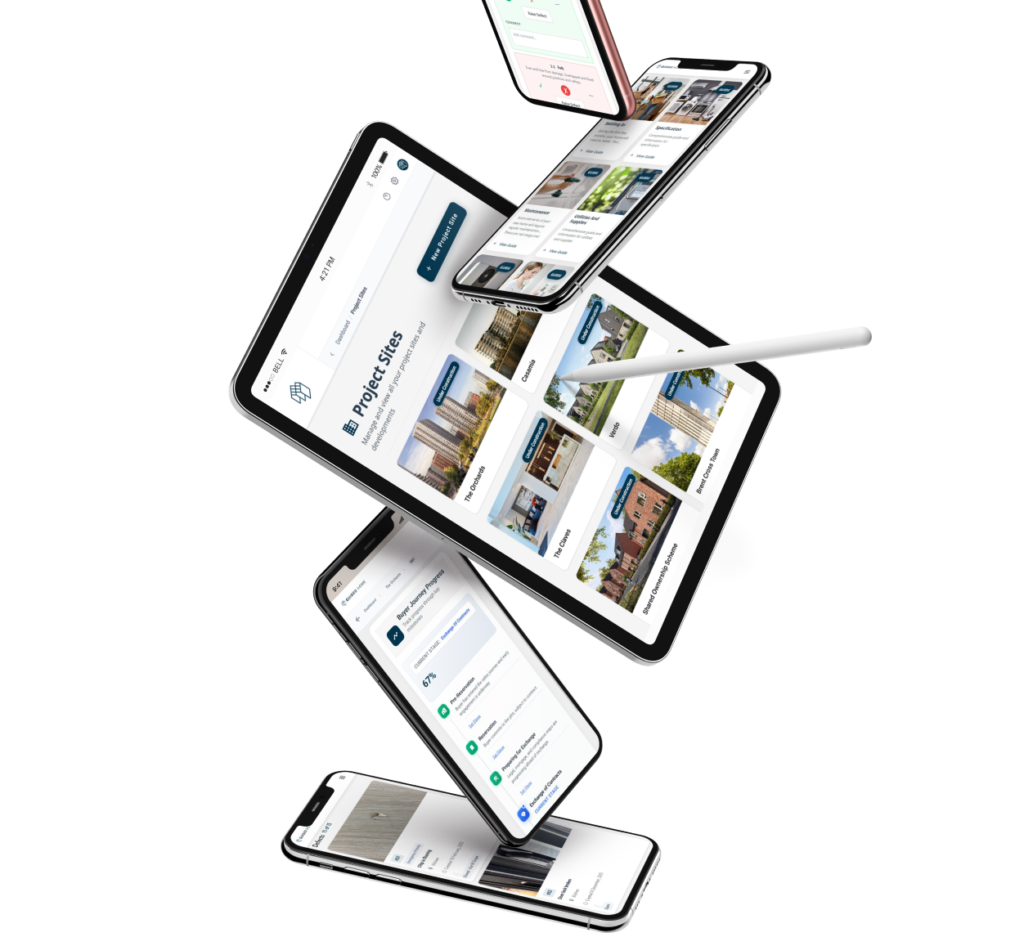 Multiple devices displaying app interface